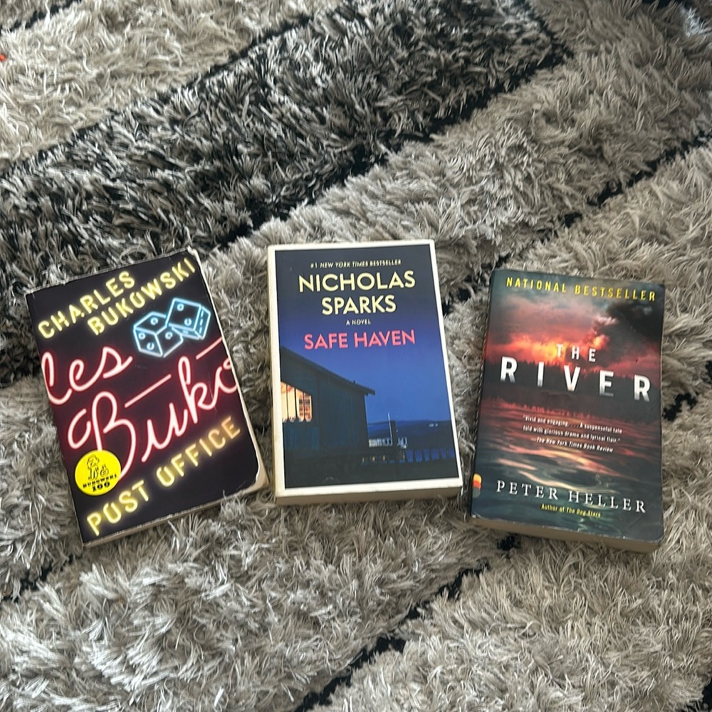 3 Best Selling Books- Nicholas Sparks, Charles Bukowski, Peter Heller